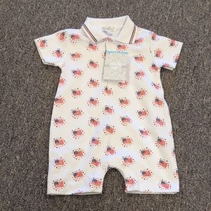 Kissy Kissy White Romper with Flag Design